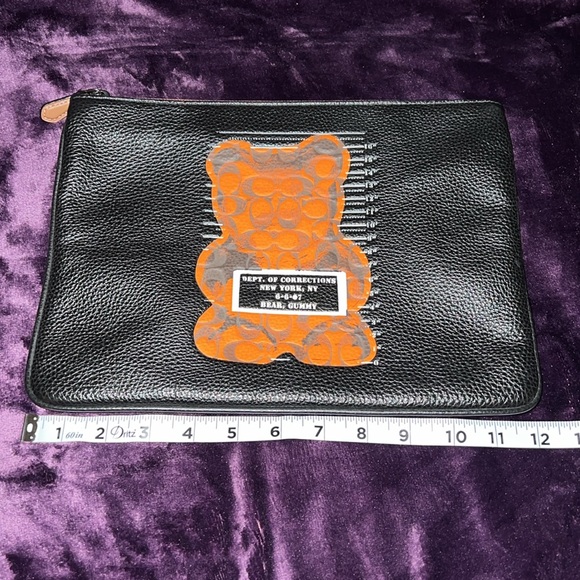 Coach Black Leather Pouch with Orange Gummy Bear Vandal - Picture 5 of 8